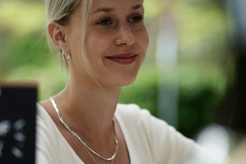 Antonia on our Terrace