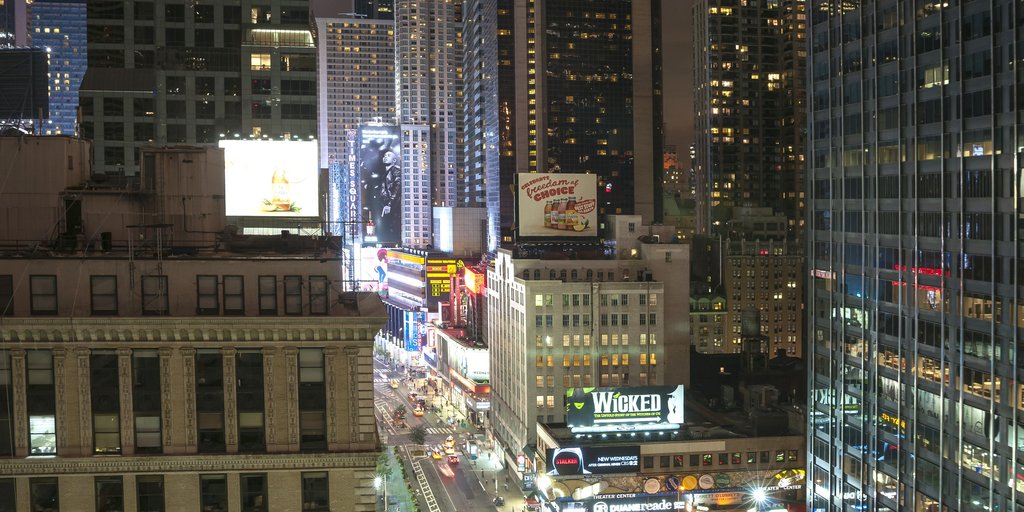 Looking down Broadway to Times Square