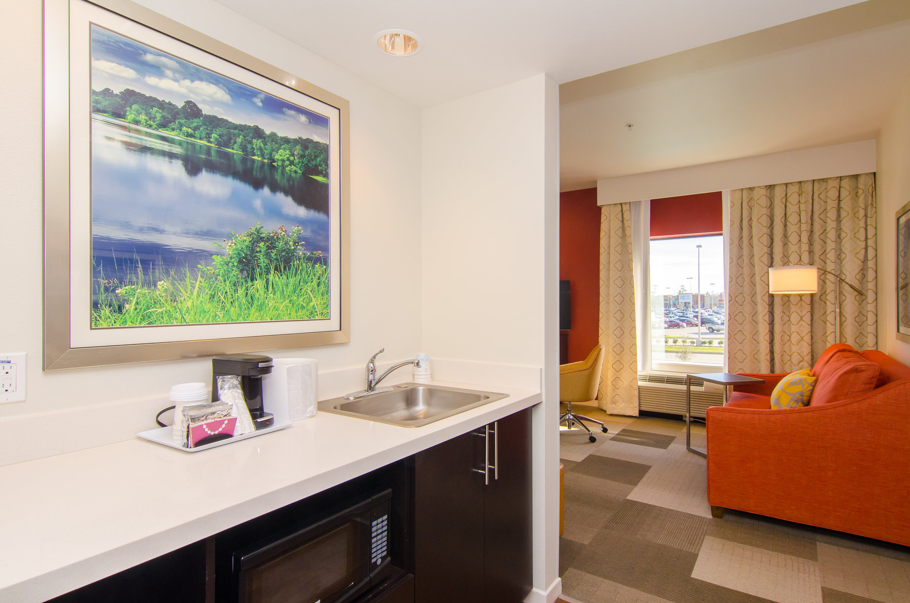 Hampton Inn & Suites Huntsville, TX Room Type - 1KN STDO MIC FRIDG WTBR NS