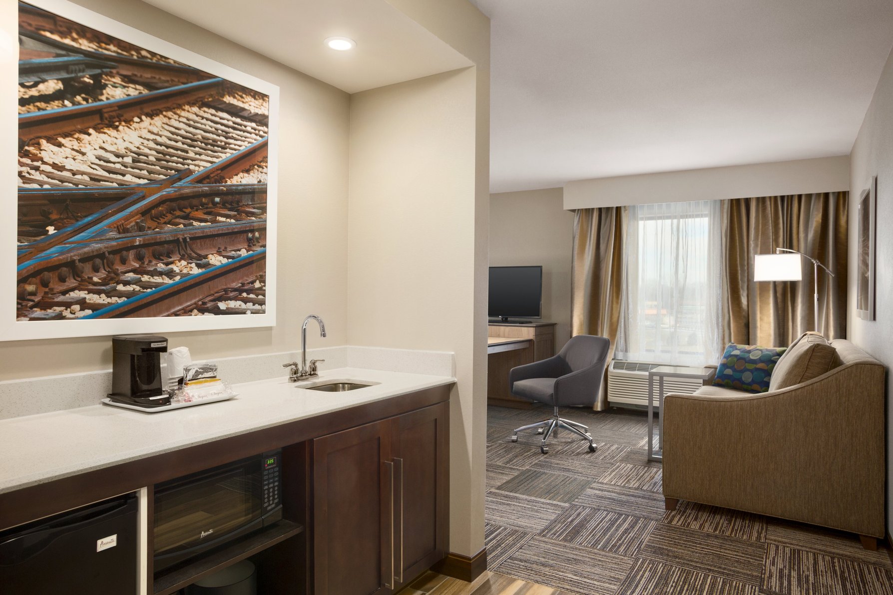 Hampton Inn & Suites by Hilton Minooka Room Type - 1KN STDO MIC FRIDG WTBR NS