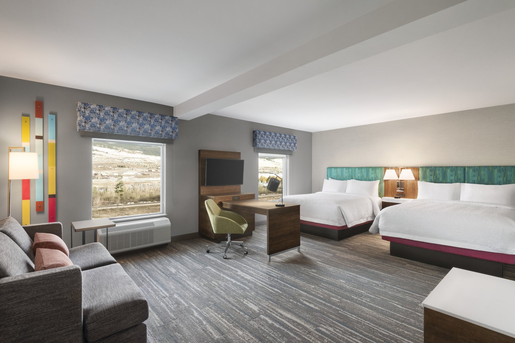 Hampton Inn & Suites Kelowna, British Columbia, Canada Room Type - 2QN STDO MIC FRIDG WTBR NS