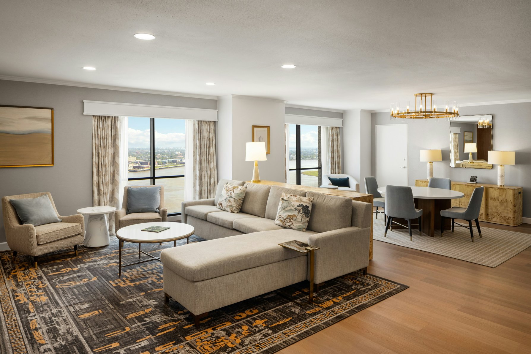 Hilton New Orleans Riverside Room Type - PREM SOFABED PARLOR SUITE