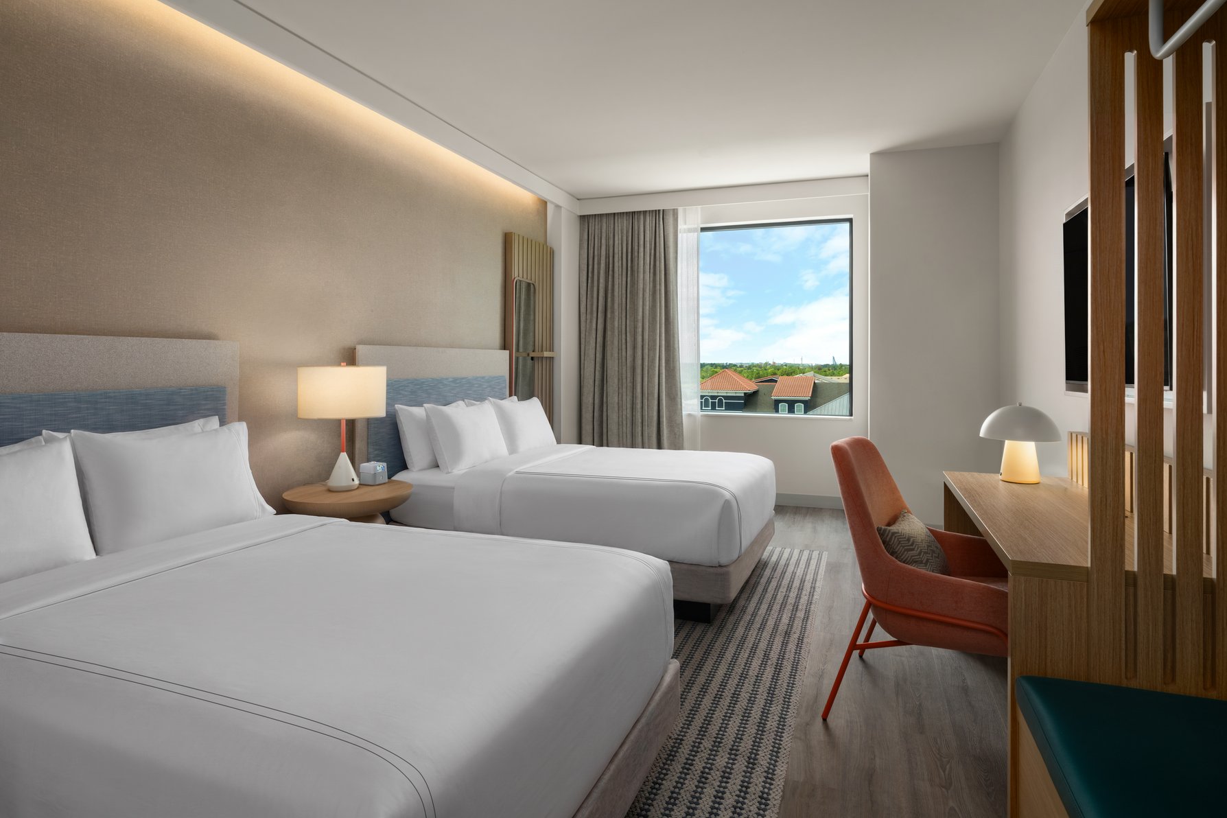 EVEN Hotel ORLANDO UNIVERSAL BLVD by IHG Room Type - 2 Queen Standard Accessible Roll In Shower Fitness Zone