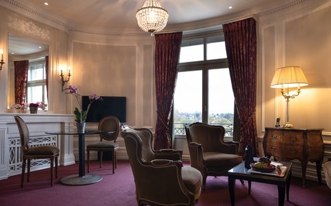 Tower Suite - Living Room with a view over the river Aare and the bernese alps
