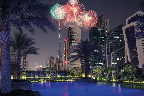 Aqua NYE Photo with Fireworks