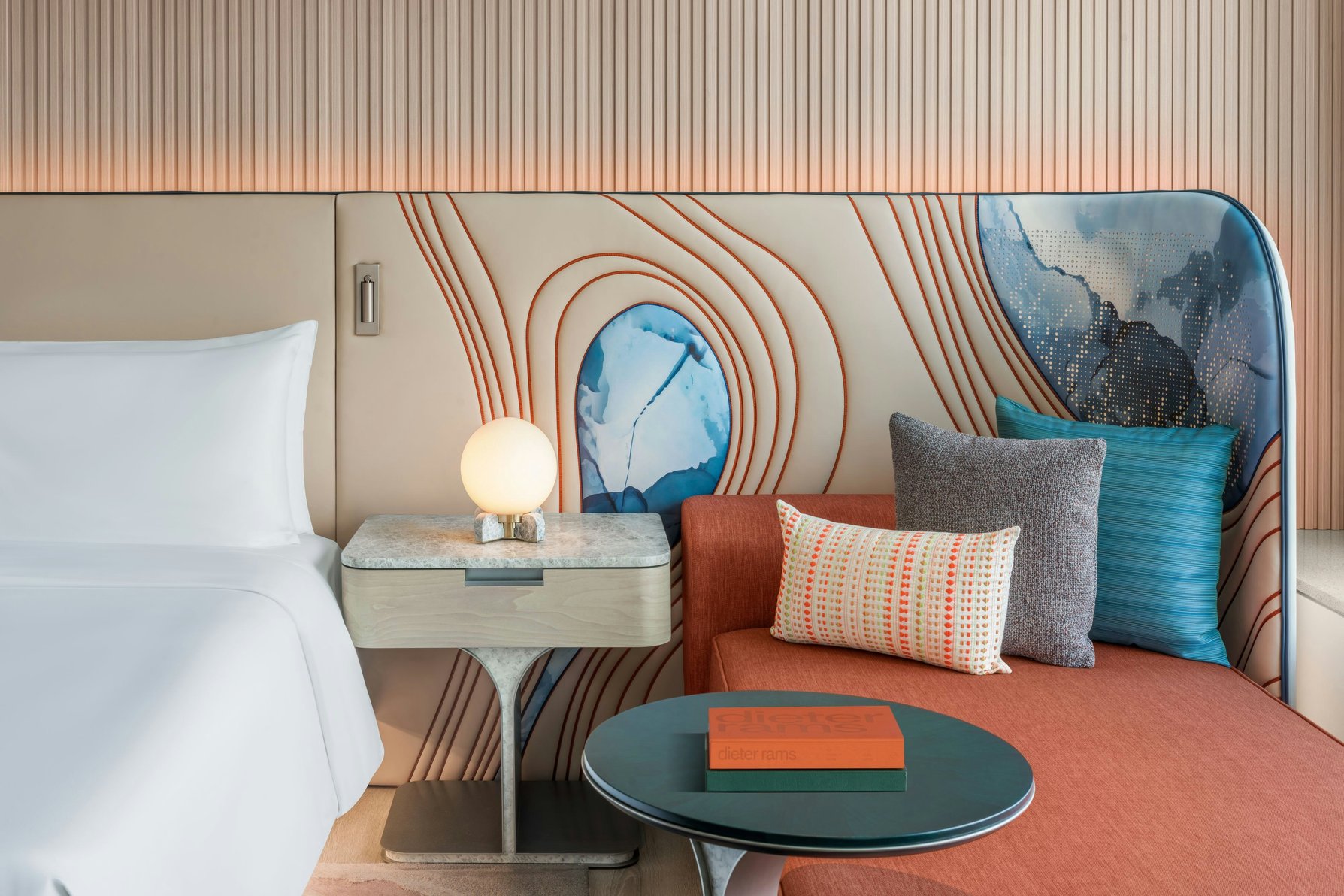 W Singapore - Sentosa Cove Room Type - Premier Deluxe King, Guest room, 1 King Super, Sofa bed, Pool view, Balcony