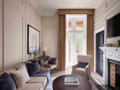 Enjoy views of Russell Square from your cosy separate living room.