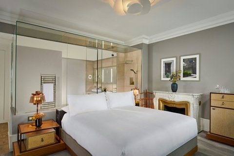 Premium Room with Fireplace and Glass Bathroom