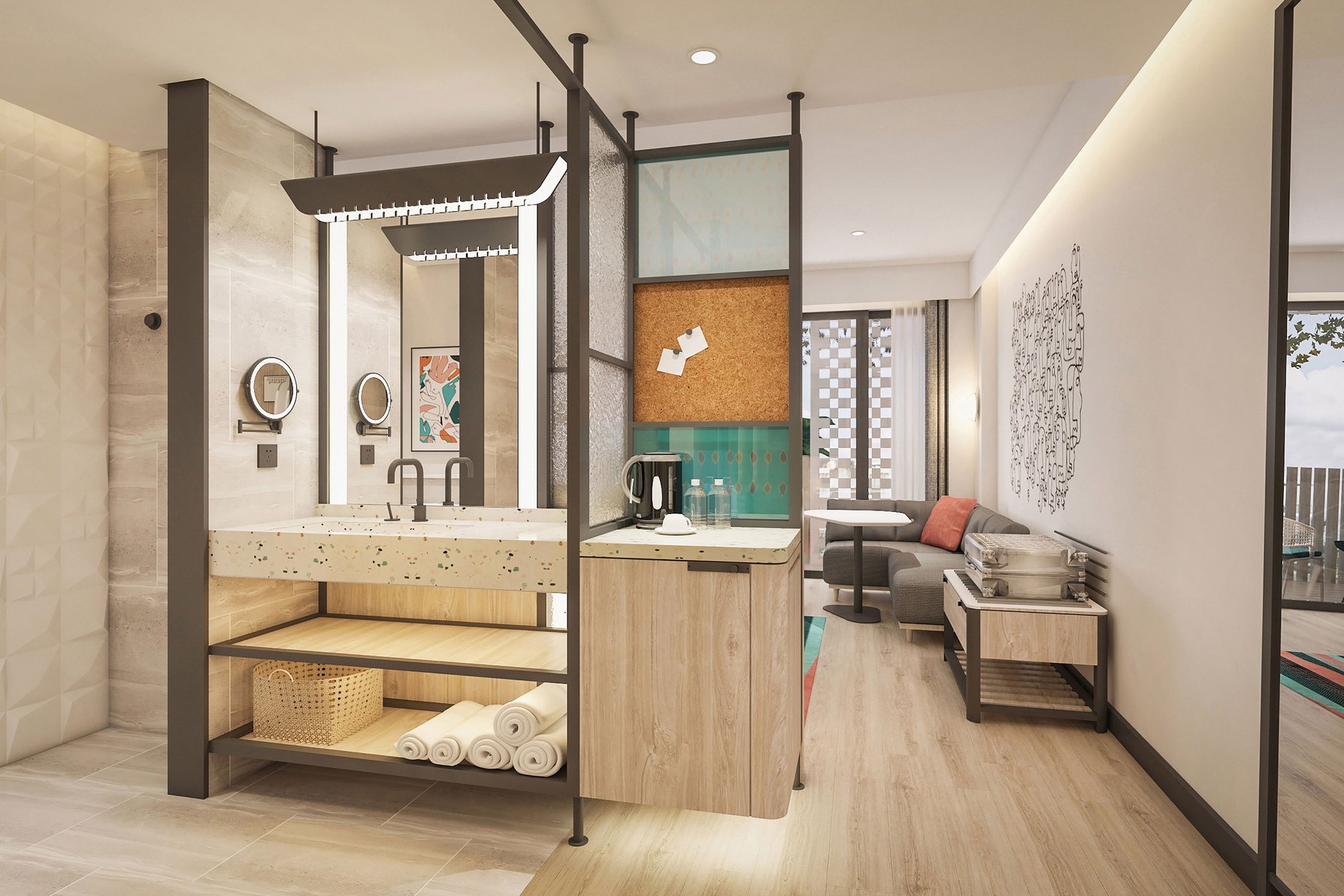 Aloft by Marriott Bali Kuta at Beachwalk Room Type - Aloft Pool Terrace Double, Guest room, 2 Double, Pool view, Low floor, Terrace Aloft by Marriott Bali Kuta at Beachwalk Room Type - Aloft Pool Terrace Double, Guest room, 2 Double, Pool view, Low floor, Terrace