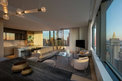 Fifth Avenue Penthouse Living Area with Kitchen