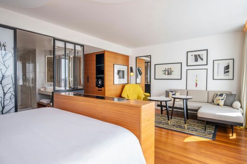 King size bed, sofa, chair, bath room