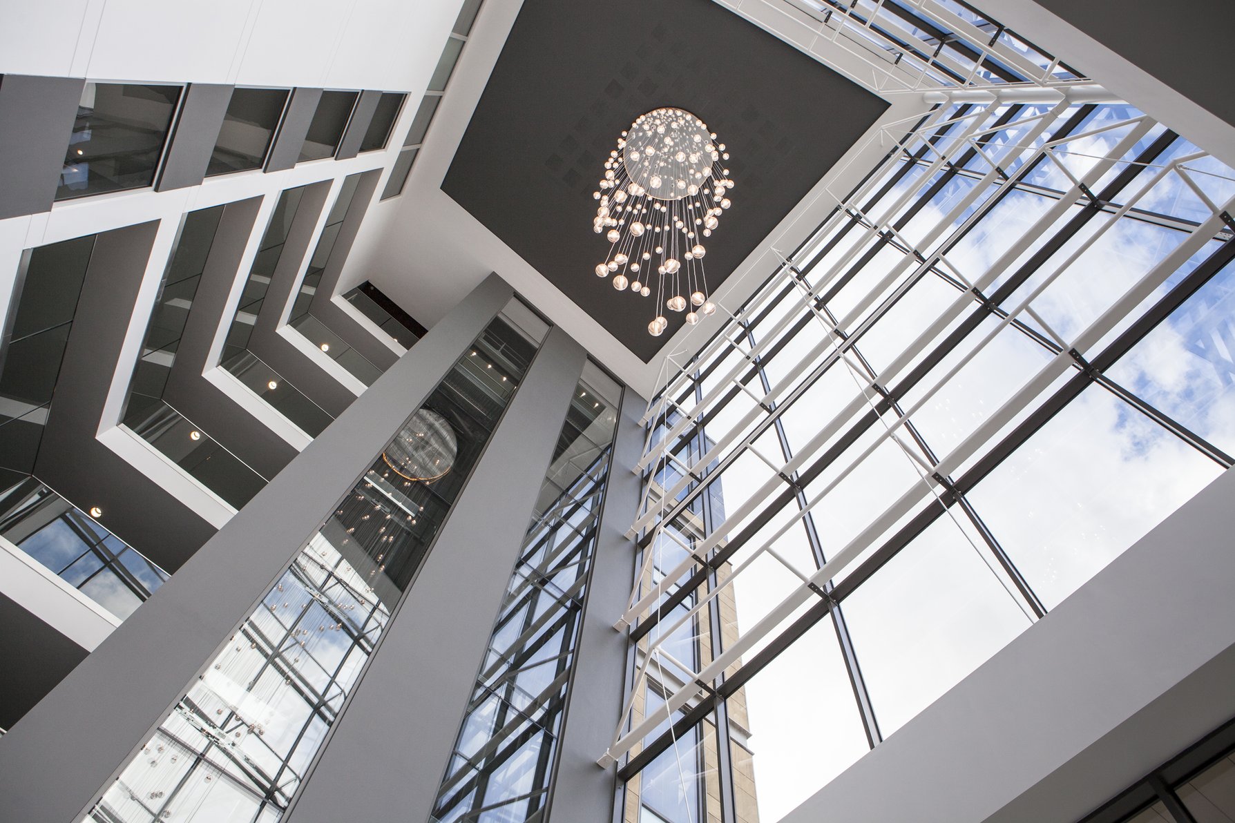 Atrium with glass balconies on every floor