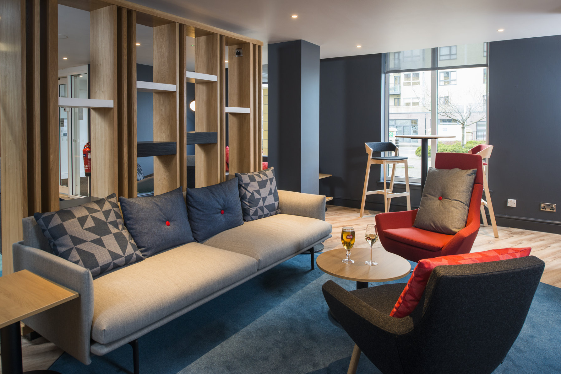 Catch up with friends or family in the contemporary lobby lounge