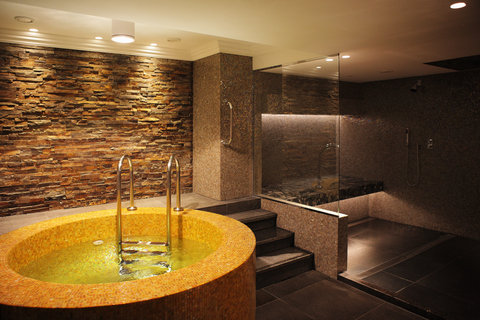 Health Club spa area with jacuzzi, steamroom and horizontal shower
