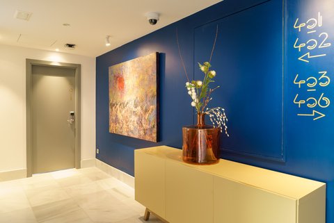 Blue Hallway Excellent Photo