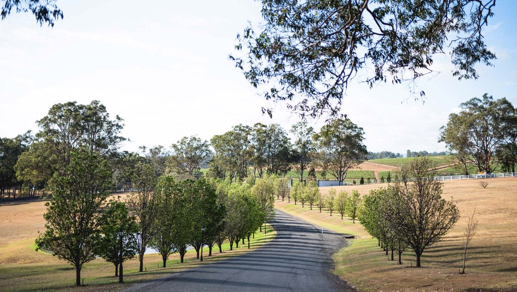 Driveway entrance to a luxury Hunter Valley hotel destination