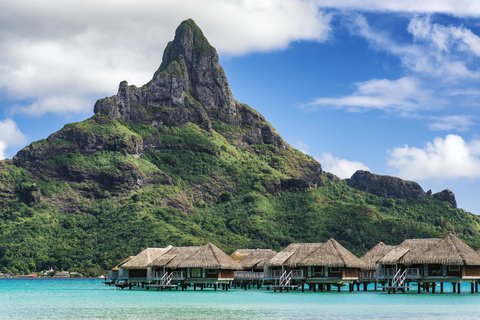 Overwater villas with Mt Otemanu in the background