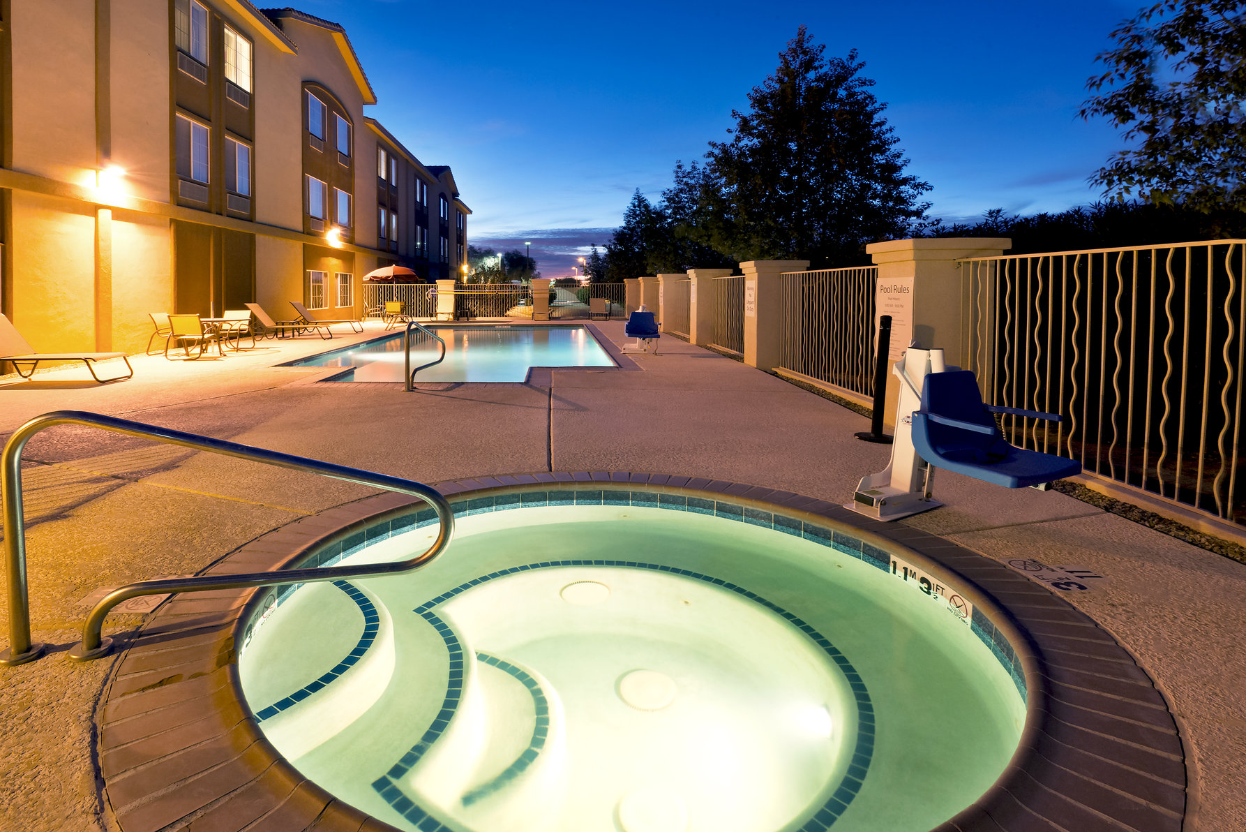 Enjoy a soothing soak in our hot tub at the end of a busy day.