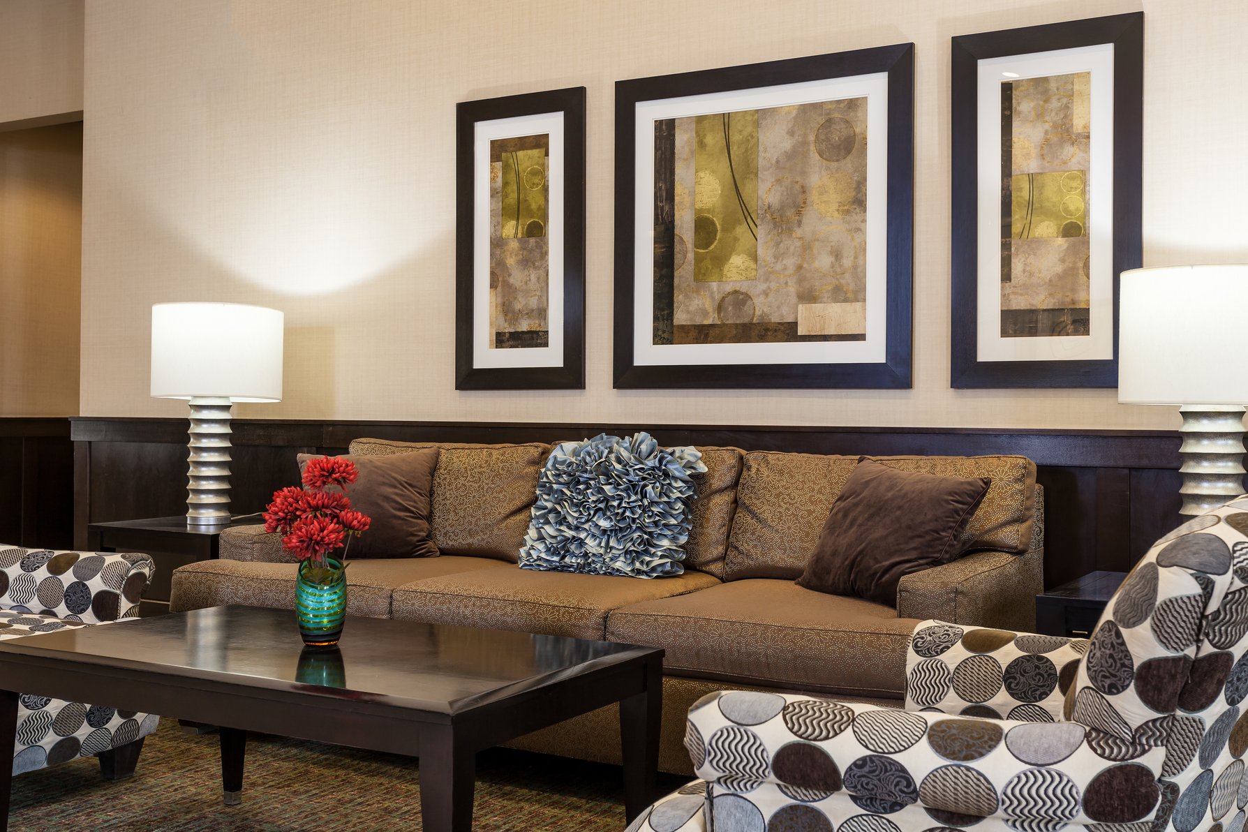 Relax with friends in our comfortable lobby