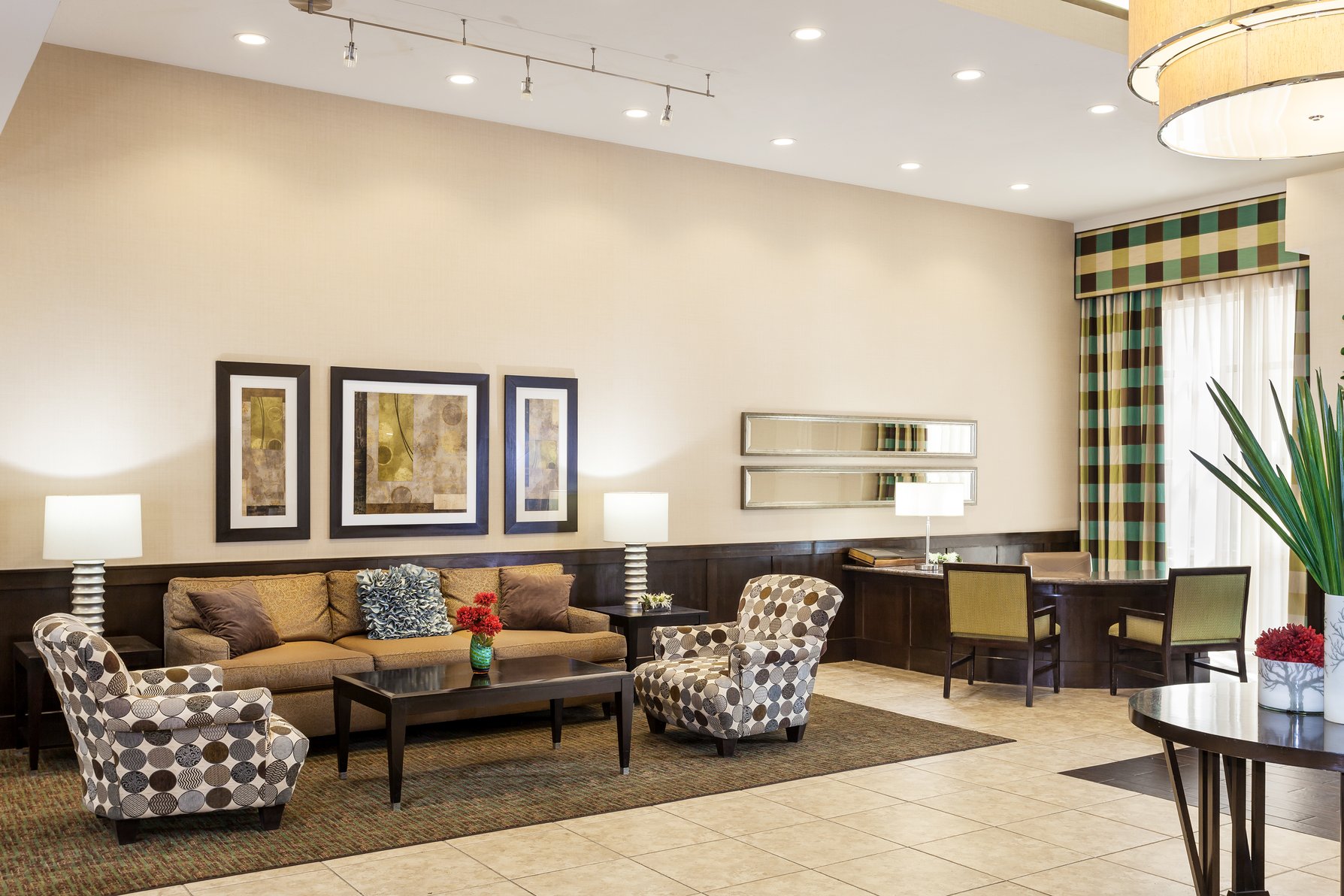 Spacious hotel lobby