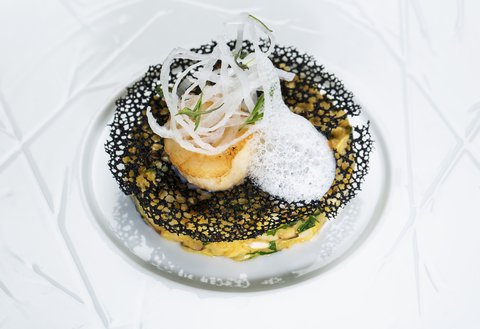 Scallops with wild Mushrooms and Truffe Sabayon Cream