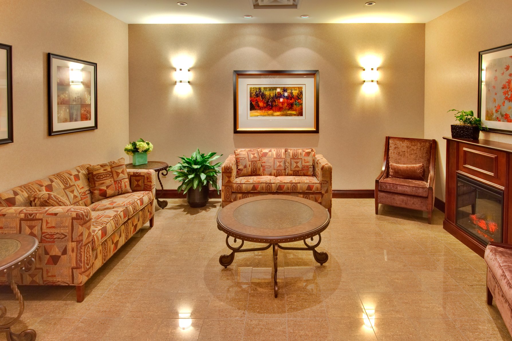 Make yourself at home while sitting by the fireplace