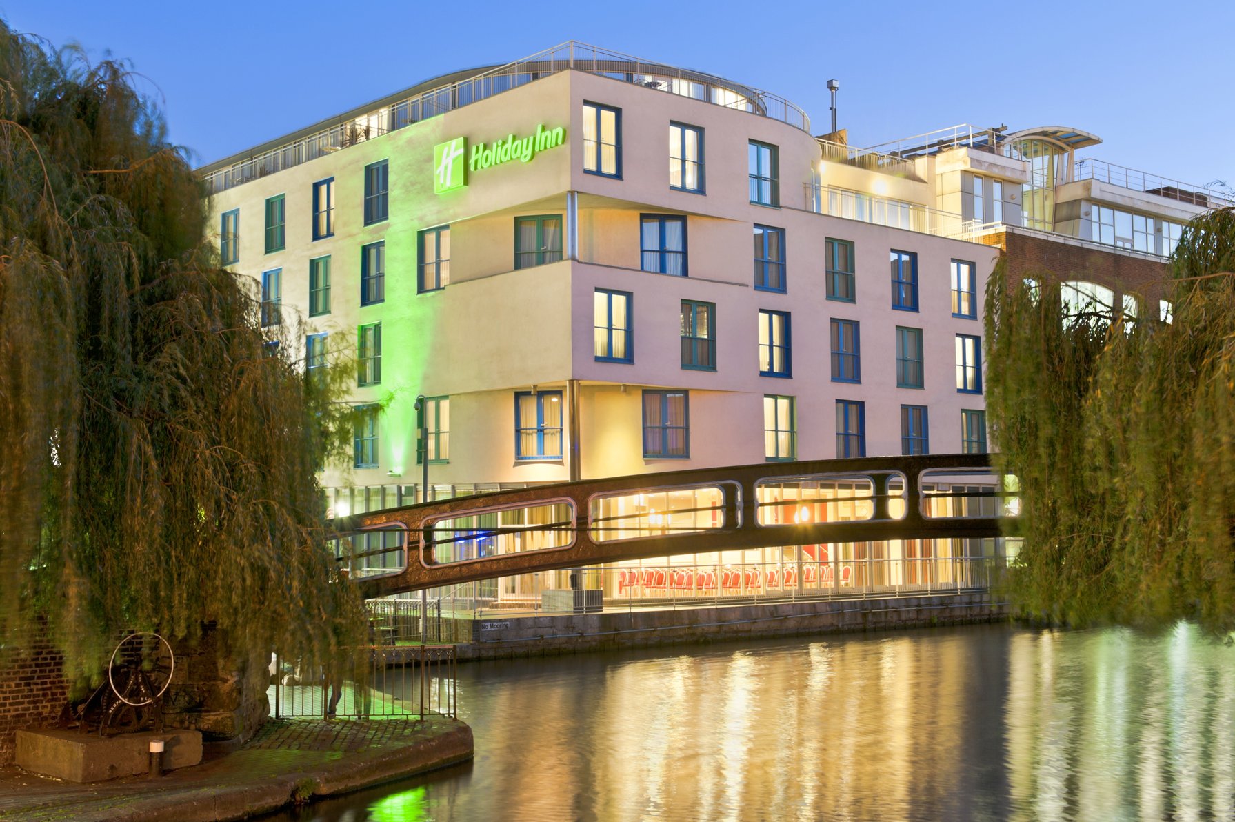 Romantic Hotel Exterior and the Canal by night