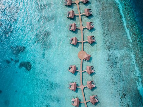 Aerial View of Overwater Villas