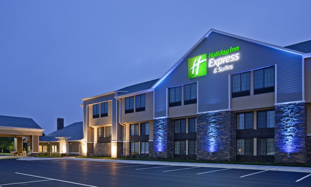 Can't miss this hotel, all lit up in blue and ready for you!