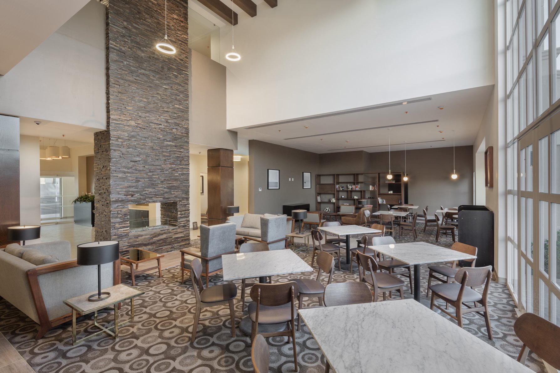 Enjoy our cozy lobby and warm yourself up next to the chimney