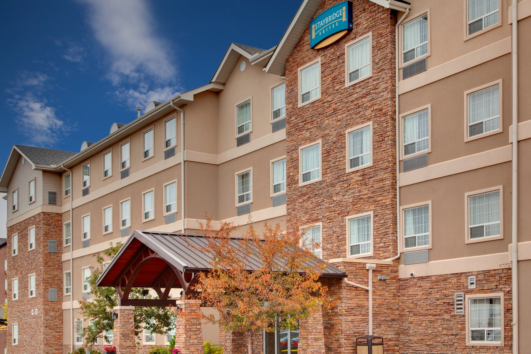 Drive up to the Staybridge Suites just off the Trans-Canada Hwy