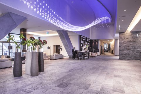 Our lobby with the wave chandelier