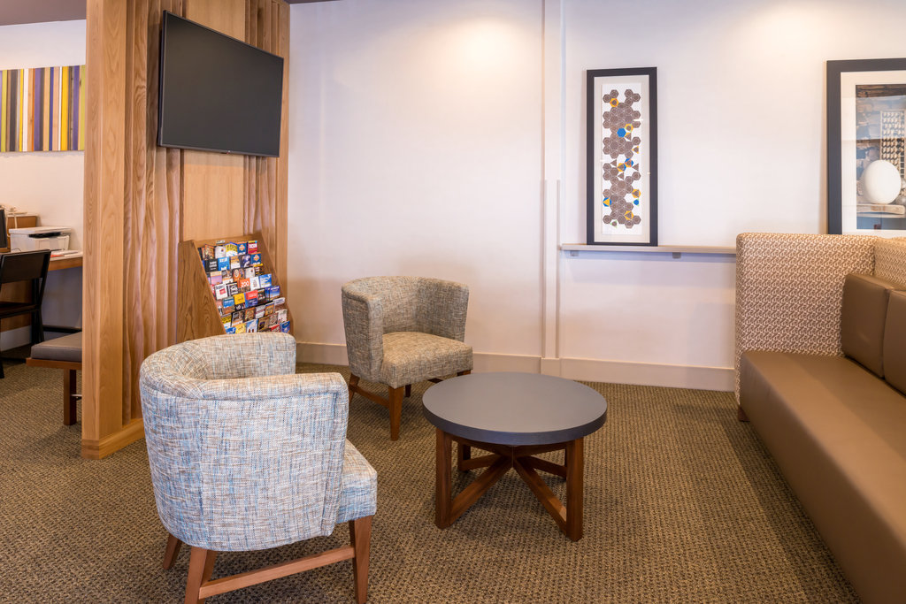 Hotel Lobby guest waiting lounge brochures and local info