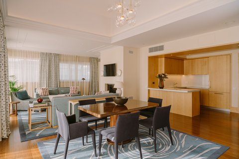 Spacious suite with large living area for a family stay