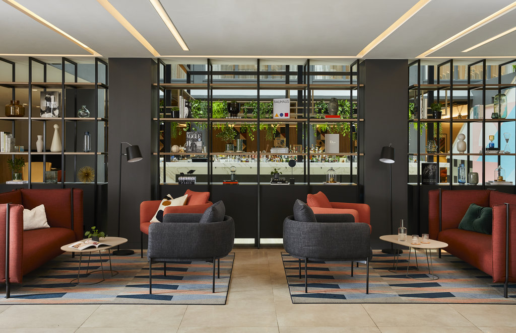 Kick back in our cozy Lobby Seating Area