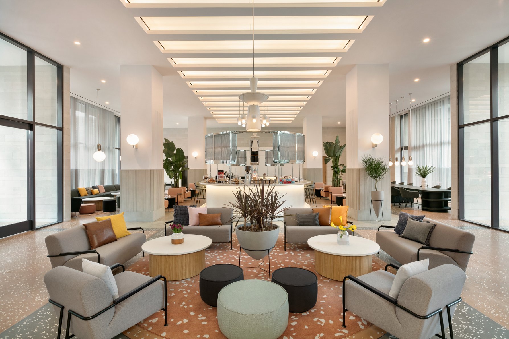 Enjoy our spacious lobby for work or fun.
