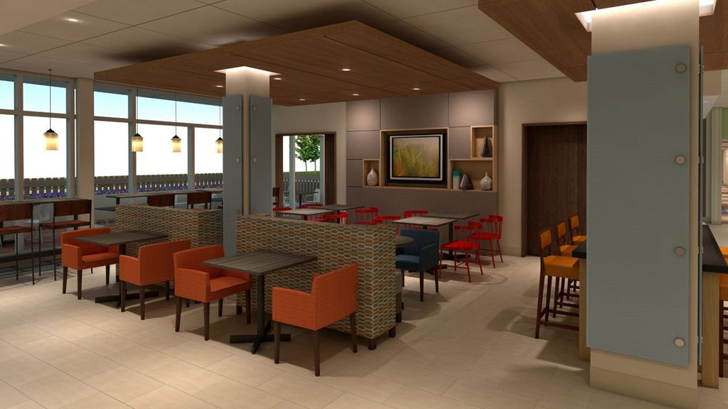 Various seating options while enjoying free breakfast. 