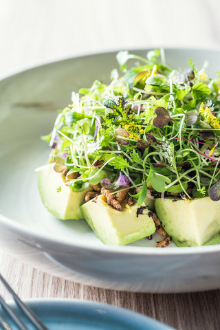 Avocado, Mixed Baby Cresses, Miso Dressing