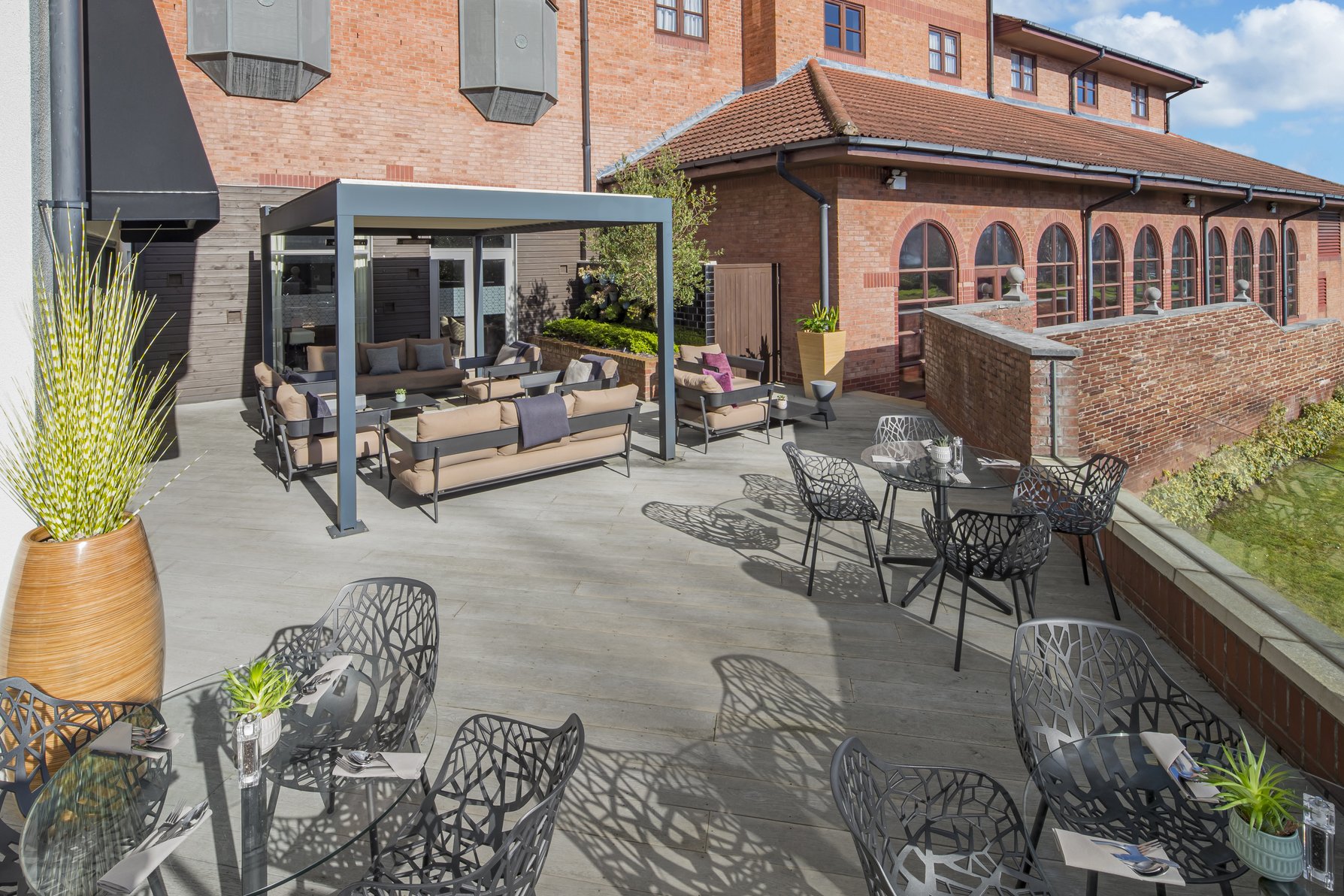 Relax with a refreshing drink on our lakeside terrace.