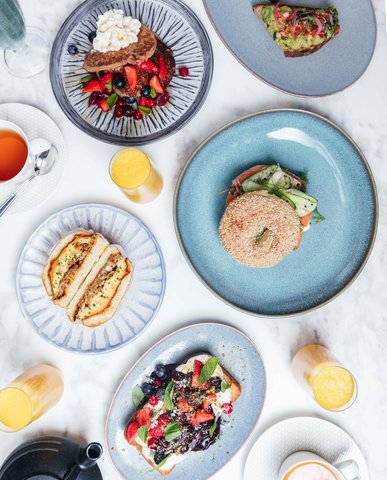 Overhead View of Breakfast Selections