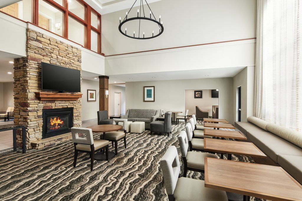 Read a book or watch TV in our warm and cozy lobby area