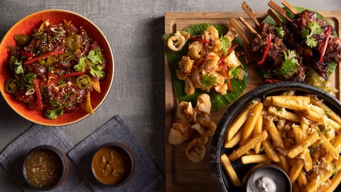Enjoy Pan Asian inspired snacks at Off The Wall bar.