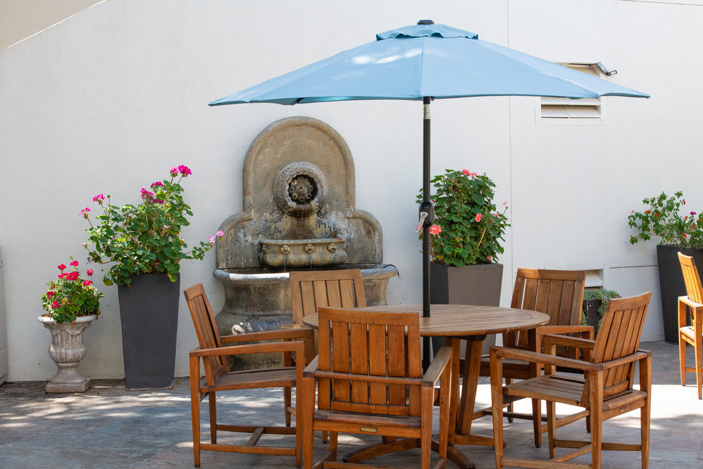 Outdoor courtyard, with ample space for gathering and relaxing.
