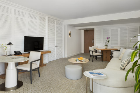 One Bedroom Suite Living Room Pool View Poolside Sunset