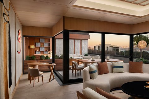 The Nobu Suite Living Room and Working Desk