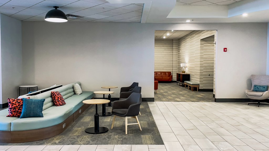 Enjoy plenty of seating and workspace in our spacious lobby