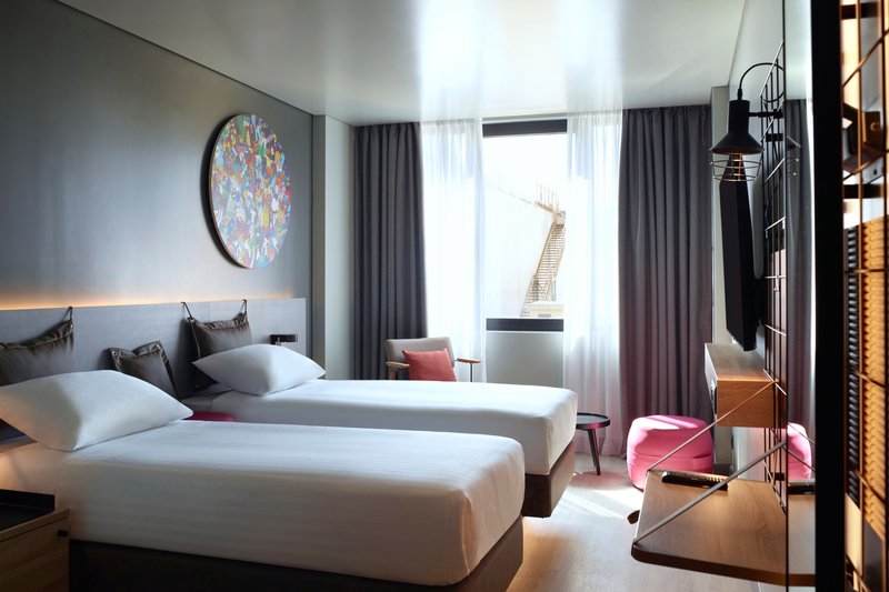 Guest room, twin beds, limited view