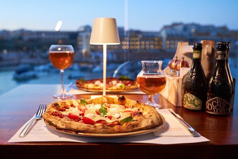 Delicious pizza with a view
