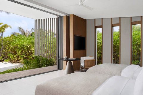 Villa Beach de dos dormitorios con piscina - Dormitorio con dos camas sencillas