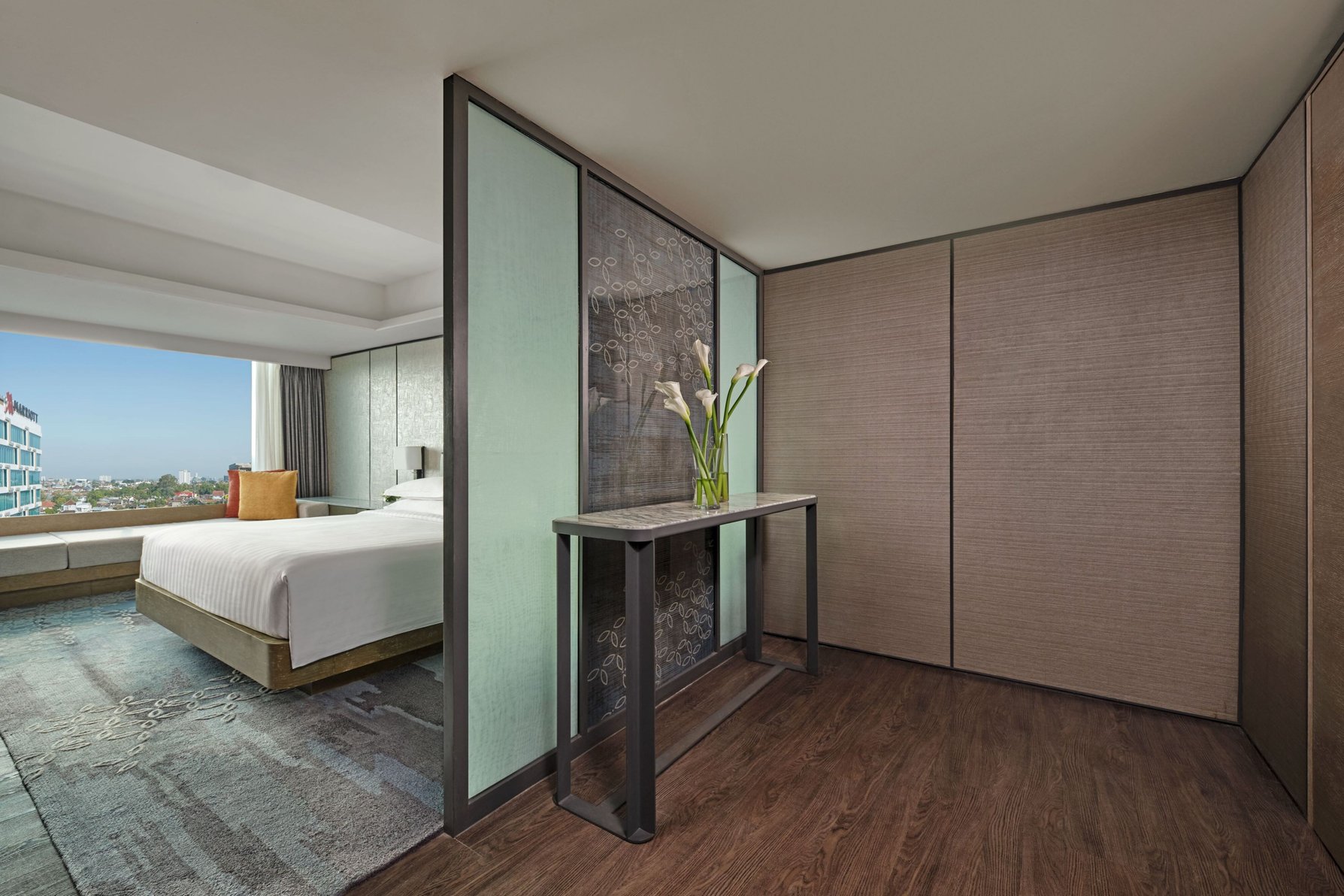 Yogyakarta Marriott Hotel Room Type - Junior Suite King, M Club lounge access, 1 Bedroom Junior Suite, 1 King, Pool view, Corner room Yogyakarta Marriott Hotel Room Type - Junior Suite King, M Club lounge access, 1 Bedroom Junior Suite, 1 King, Pool view, Corner room